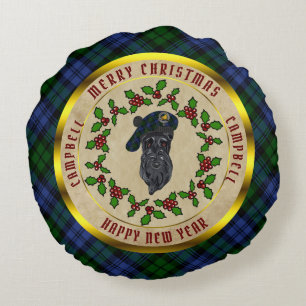 Campbell Scottie Dog Christmas Round Pillow