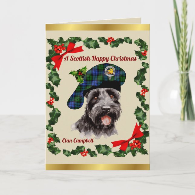 Campbell Scottie Dog Personalized Xmas Card (Front)