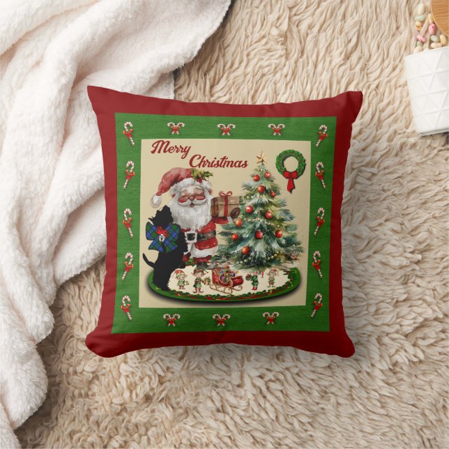 Campbell Scottie & Santa Xmas Throw Pillow (Blanket)