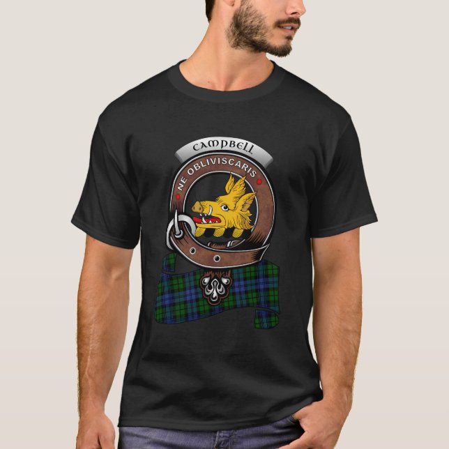 Campbell Scottish Clan Badge Tartan T-Shirt (Front)