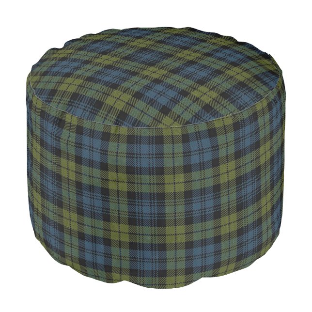 Campbell Scottish Style Blue Green Tartan Pouf (Angled Front)
