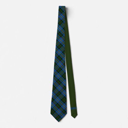 Campbell Scottish Tartan  Green Monogram Neck Tie