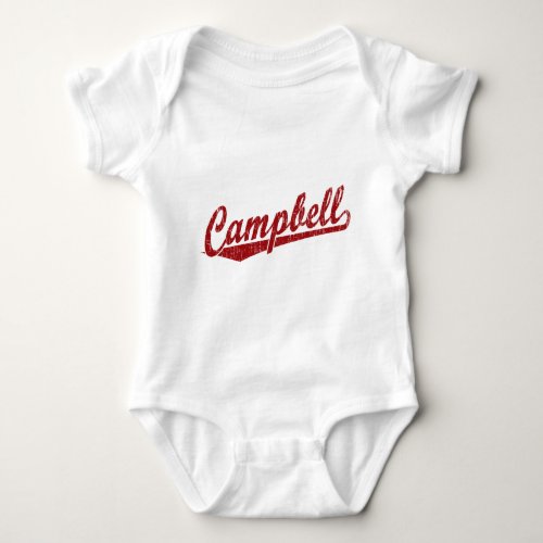 Campbell script logo in red baby bodysuit