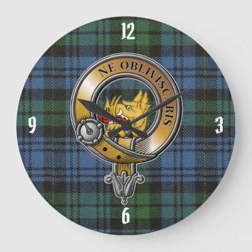 Campbell Tartan  Badge Large Clock