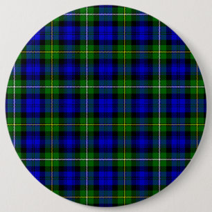 Campbell tartan blue green plaid button