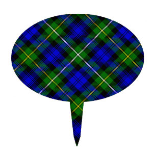 Campbell tartan blue green plaid cake topper