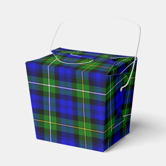 Campbell tartan blue green plaid favor boxes (Front Side)