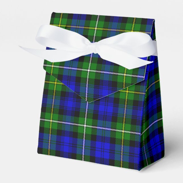 Campbell tartan blue green plaid favor boxes (Front Side)
