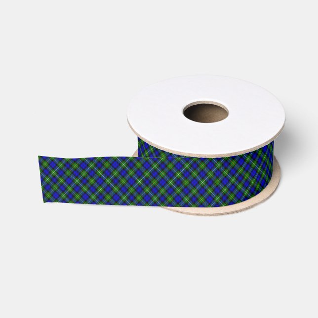 Campbell tartan blue green plaid grosgrain ribbon (Spool)