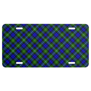 Campbell tartan blue green plaid license plate
