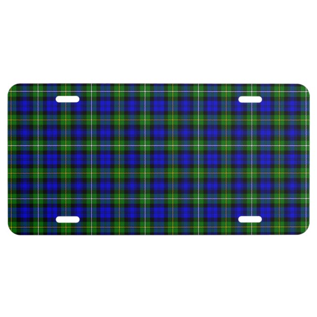 Campbell tartan blue green plaid license plate (Front)