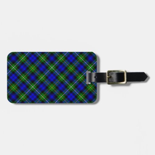 Campbell tartan blue green plaid luggage tag