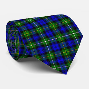 Campbell tartan blue green plaid neck tie