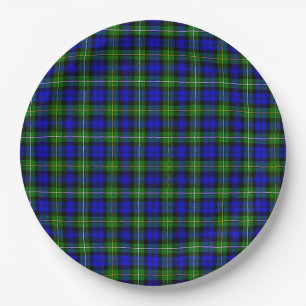 Campbell tartan blue green plaid paper plates