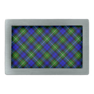 Campbell tartan blue green plaid rectangular belt buckle