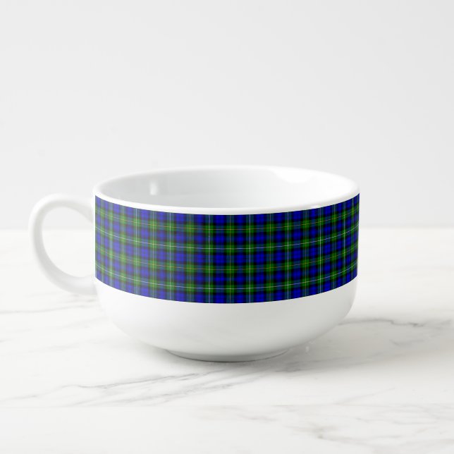 Campbell tartan blue green plaid soup mug (Right)