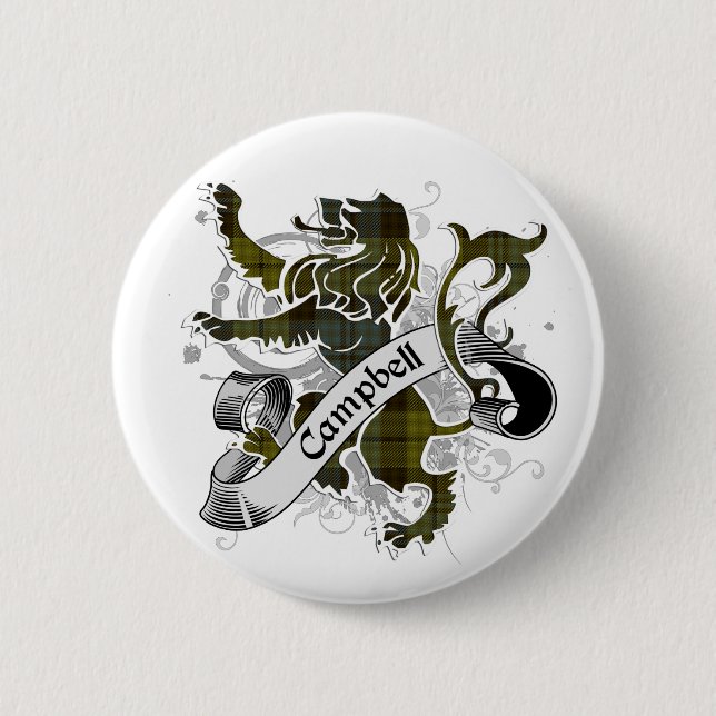 Campbell Tartan Lion Pinback Button (Front)