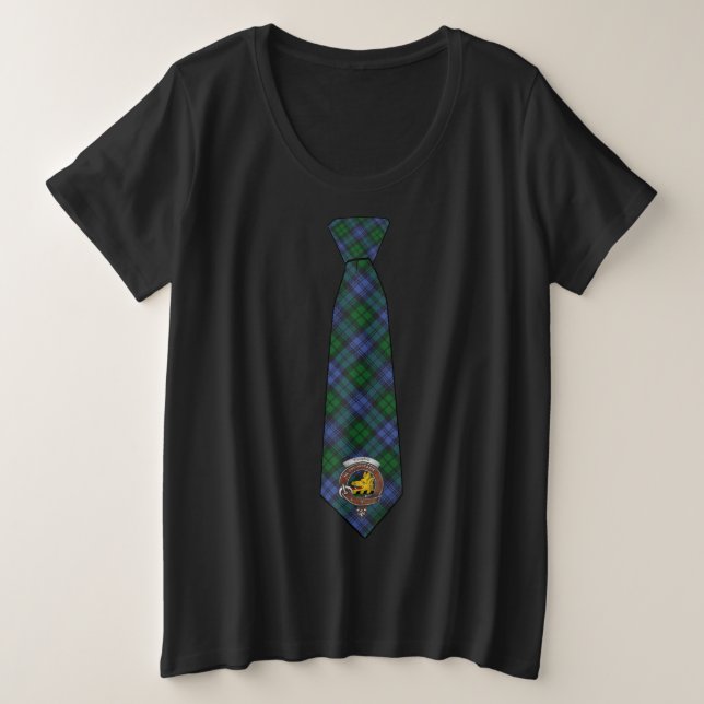 Campbell Tartan Necktie T-Shirt w/ Badge Plus Size (Design Front)