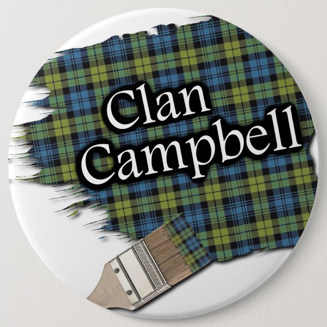 Campbell Tartan Paint Brush Button (Front)
