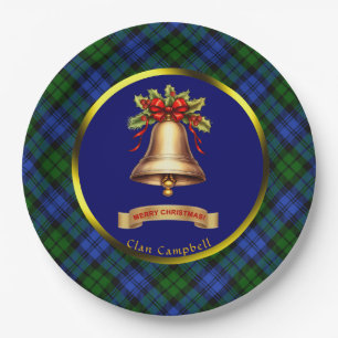 Campbell Tartan Personalized Christmas Paper Plates