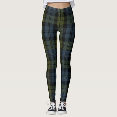 Campbell Tartan Plaid Green Black Womens Leggings