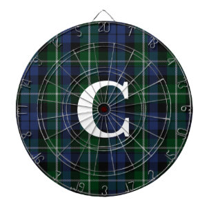 Campbell Tartan Plaid Monogrammed Dart Board