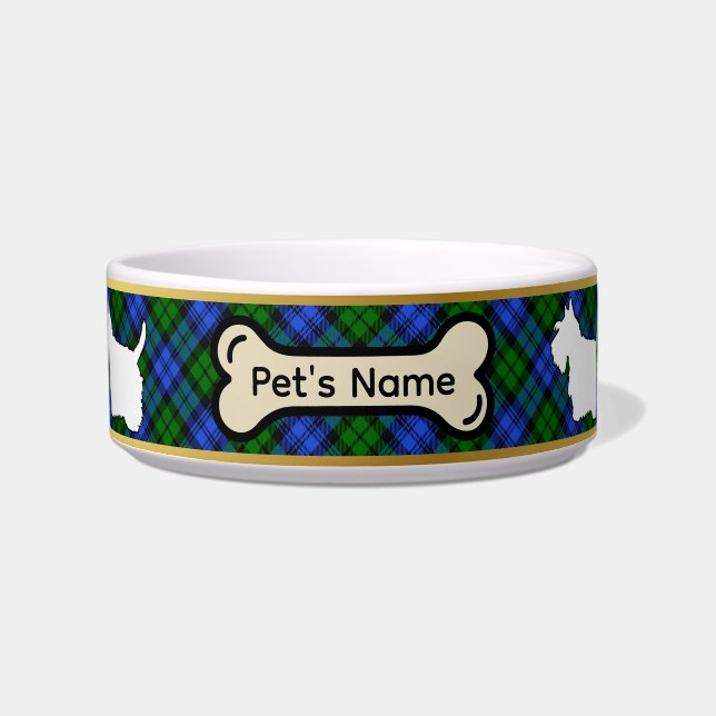 Campbell Tartan Scottie Dog Personalized Bowl (Front)