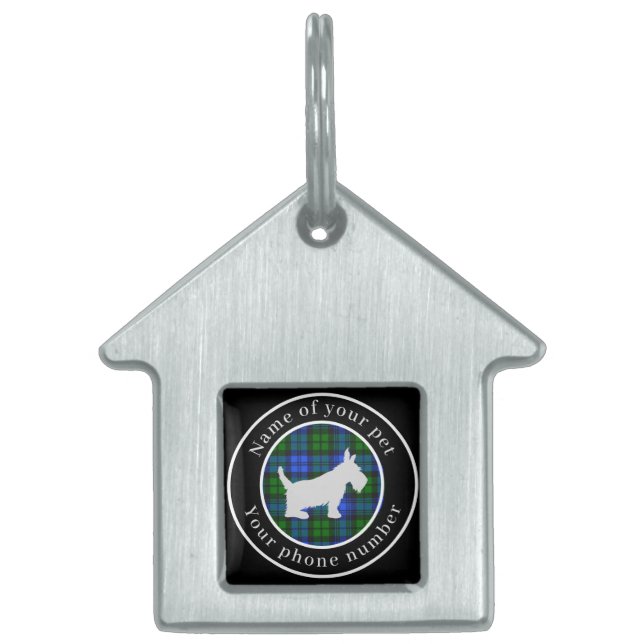 Campbell Tartan Scottie Dog Personalized Pet ID Tag (Front)