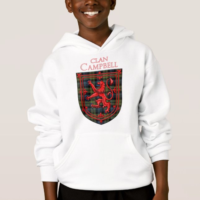 Campbell Tartan Scottish Plaid Lion Rampant Hoodie (Front)