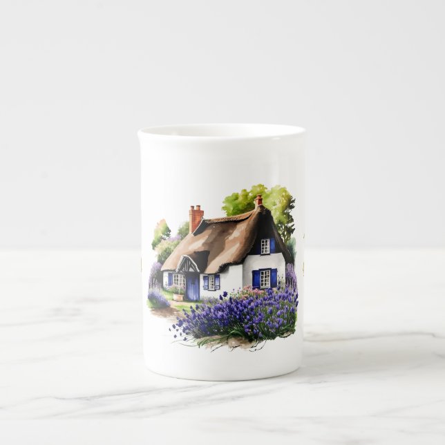 Campbell Thatched Cottage Personalized Bone China Mug (Front)