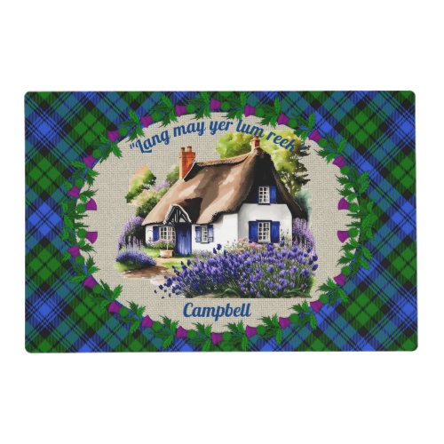 Campbell Thatched Cottage  Tartan Personalizedd Placemat