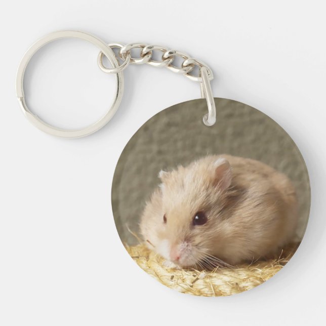 Campbells Dwarf Russian Hamster, Argente Keychain (Front)