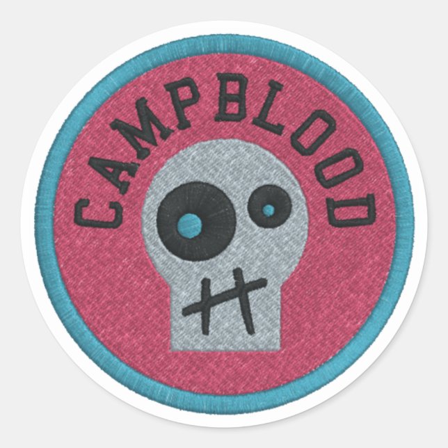 CampBlood Skully Merit Badge stickers (Front)