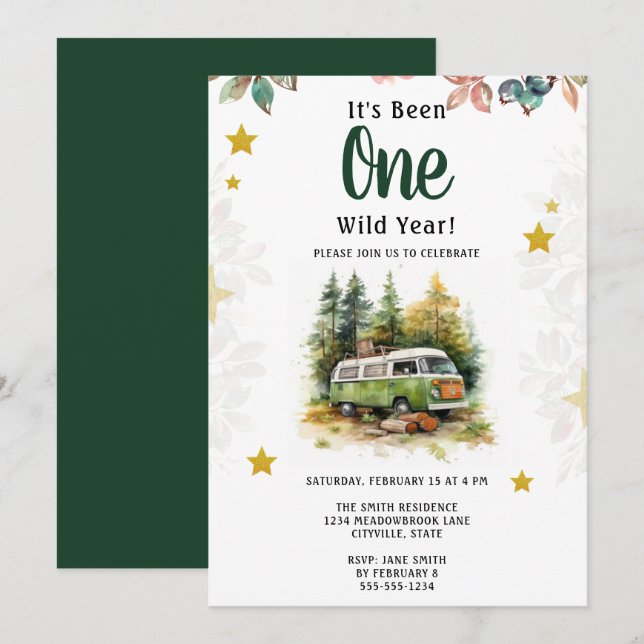 Camper 1st Birthday Camping Invitation (Front/Back)