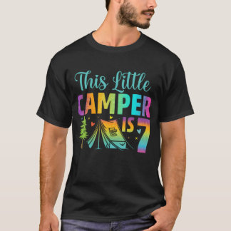 Camper Birthday 7 Years Old Camping 7th Bday retr T-Shirt