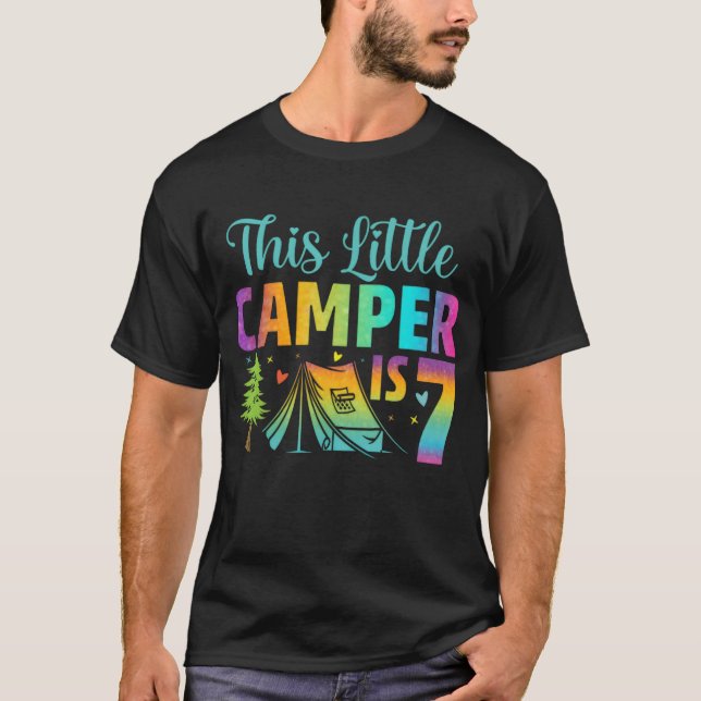 Camper  Birthday 7 Years Old Camping 7th Bday retr T-Shirt (Front)