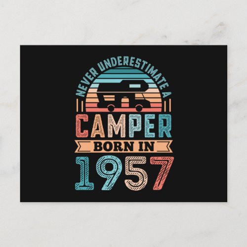Camper born in 1957 70th Birthday Gift RV Camping Postcard
