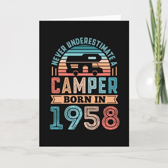 Camper born in 1958 70th Birthday Gift RV Camping Card (Front)
