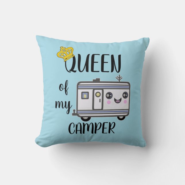 Camper Camping Funny RVing Lifestyle Pillow Blue (Front)