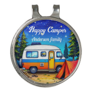 Camper Camping Nature Watercolor Golf Hat Clip