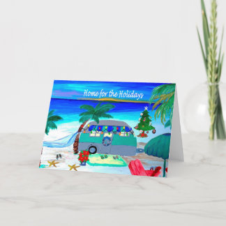 Camper Christmas cards by the beach