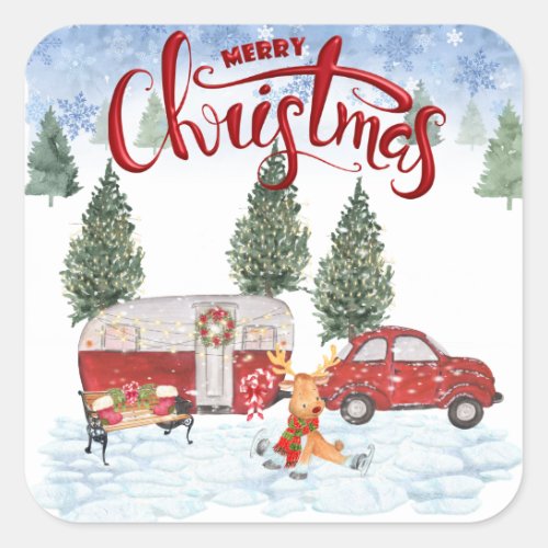 Camper Christmas Sticker