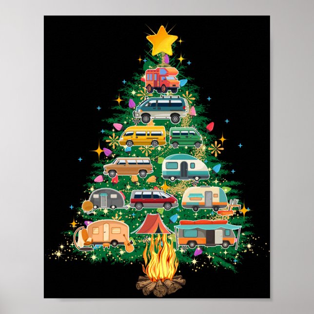 Camper Christmas Tree Vehicles Camping Rving Poster (Front)