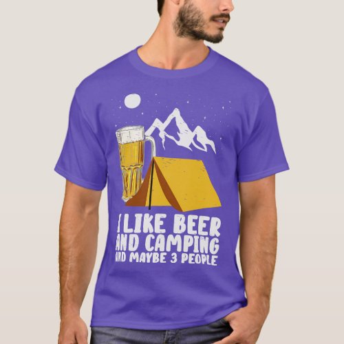 Camper Drinking Beer Wilderness Campfire    T_Shirt