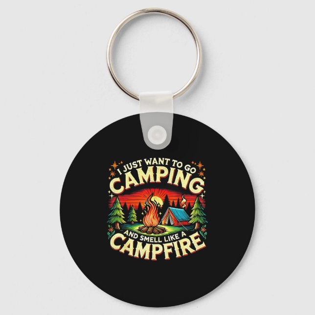 Camper Funny Cute Camng Glamng Campfire Quote Camp Keychain (Front)