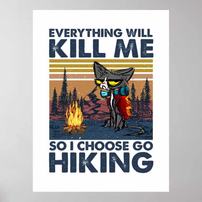 Camper Gift | Go Hiking With Cat Birthday Poster (Front)