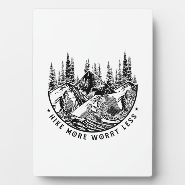 Camper Gift | Hike More Worry Less Birthday Plaque (Front)