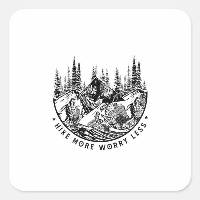 Camper Gift | Hike More Worry Less Birthday Square Sticker (Front)
