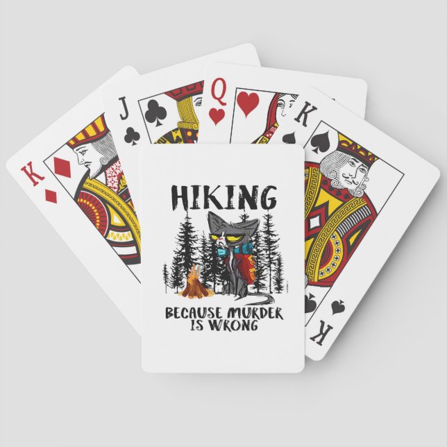 Camper Gift | Hiking Because Murder Is Wrong Xmas Poker Cards (Back)