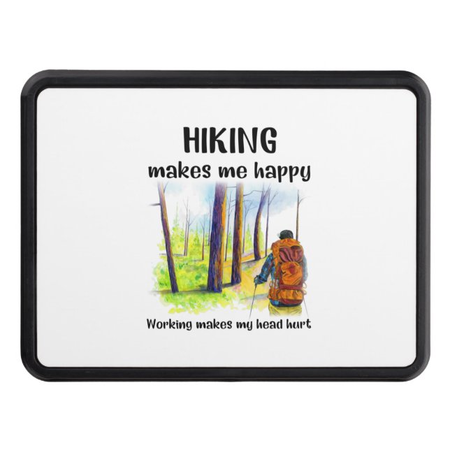 Camper Gift | Hiking Makes Me Happy Birthday Hitch Cover (Front)
